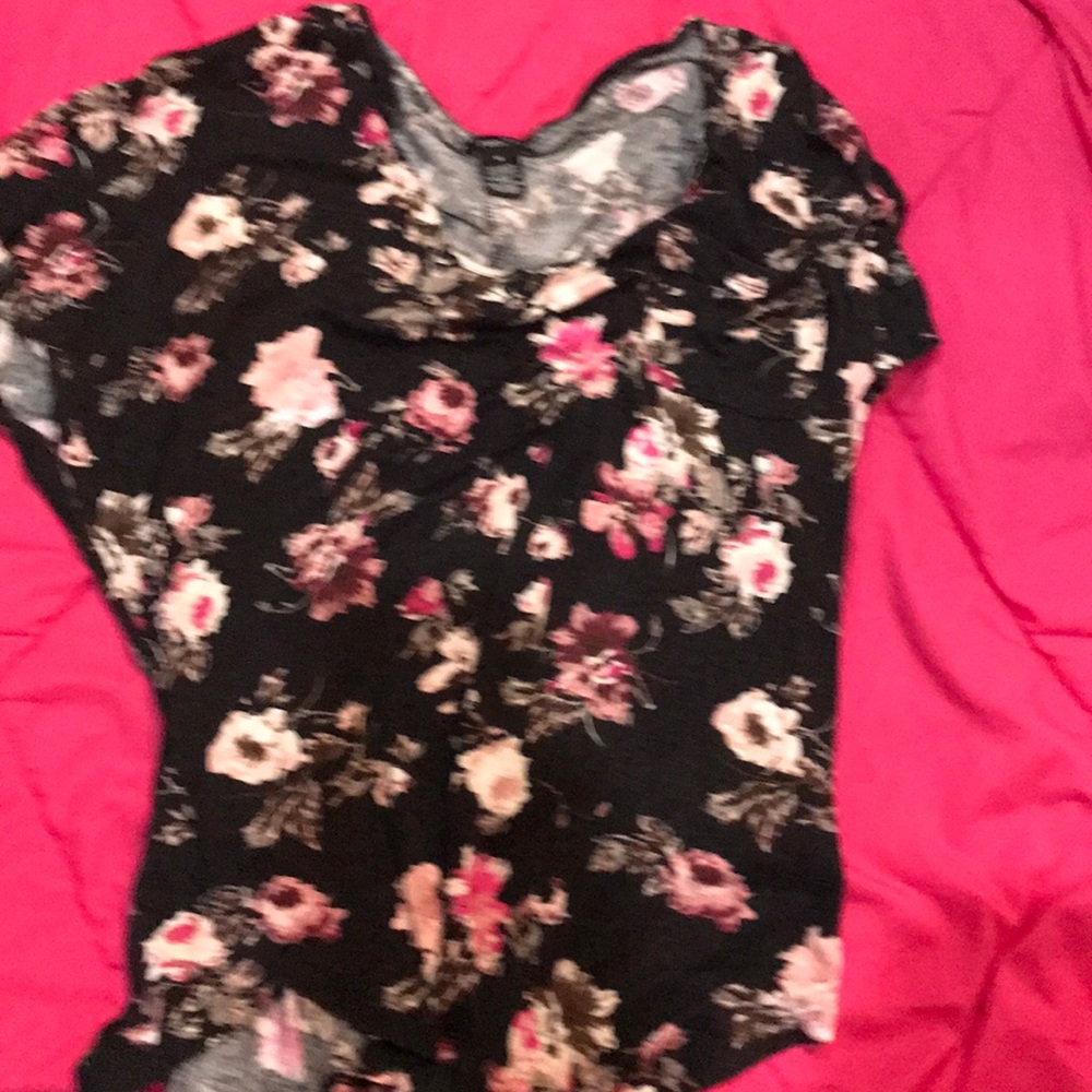 Black floral shirt
